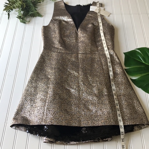 Sachin & Babi cocktail mini dress metallic gold silver black mesh sequin NWT - Picture 3 of 16